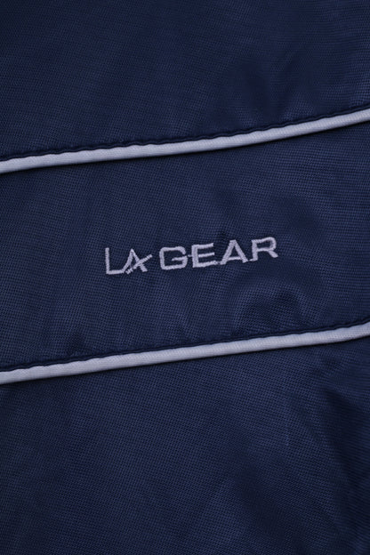 La Gear Womens 12 S Coat Navy 100% Nylon Shiny Hooded Full Zipper Casual Top