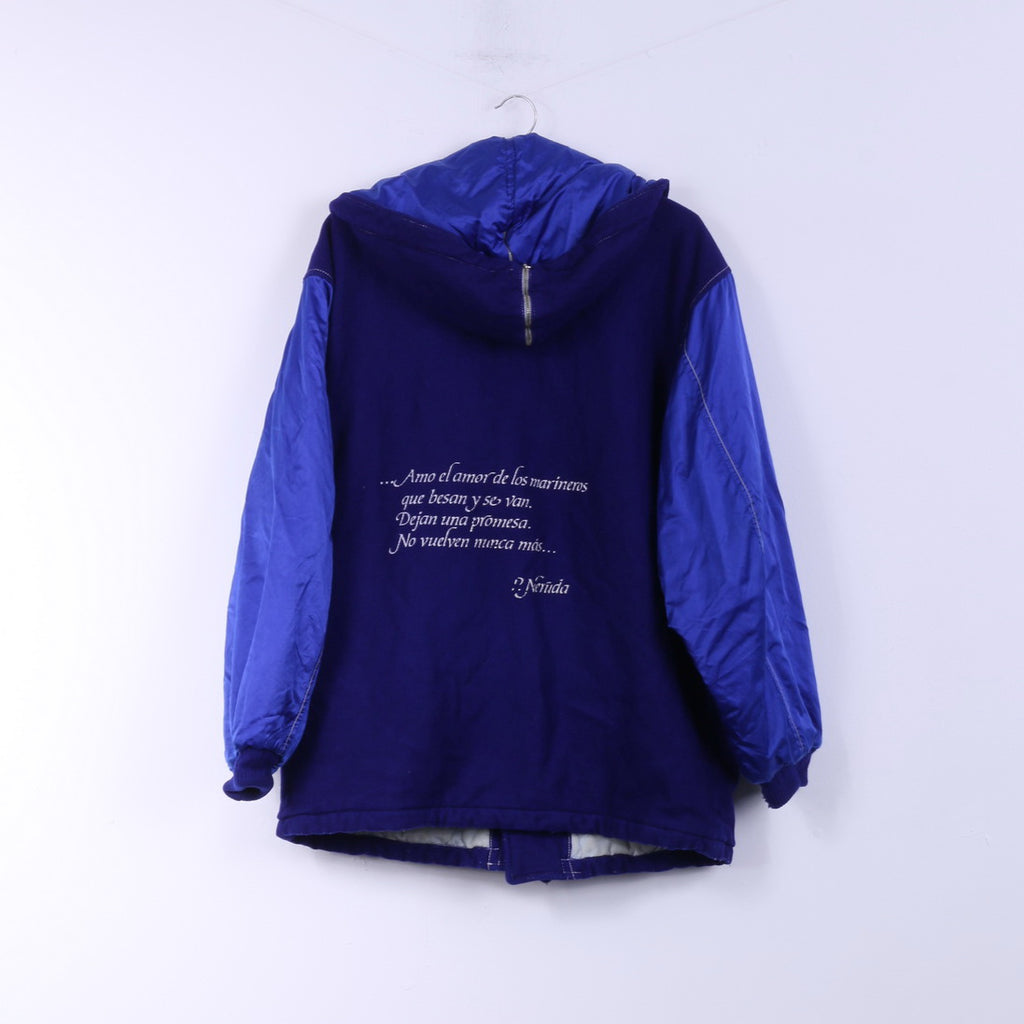 Giubbotto bomber da uomo Pepper M, top vintage da esterno imbottito in misto lana e nylon con cappuccio blu scuro