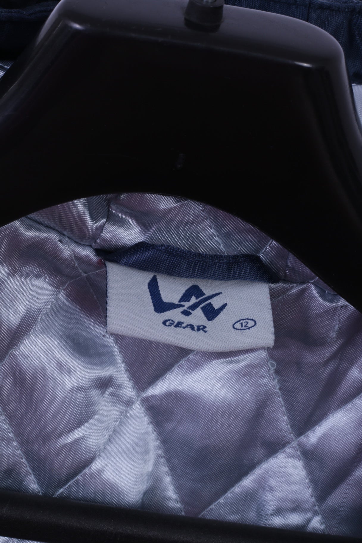 La Gear Womens 12 S Coat Navy 100% Nylon Shiny Hooded Full Zipper Casual Top