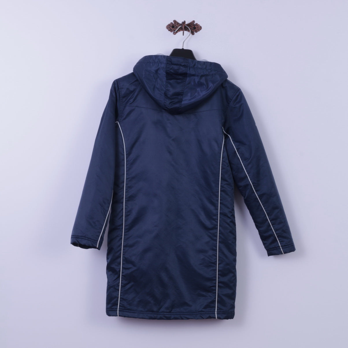 La Gear Womens 12 S Coat Navy 100% Nylon Shiny Hooded Full Zipper Casual Top