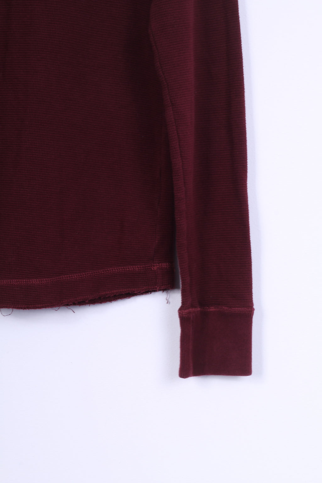 Camicia Hollister da uomo a maniche lunghe M in cotone bordeaux girocollo elasticizzato