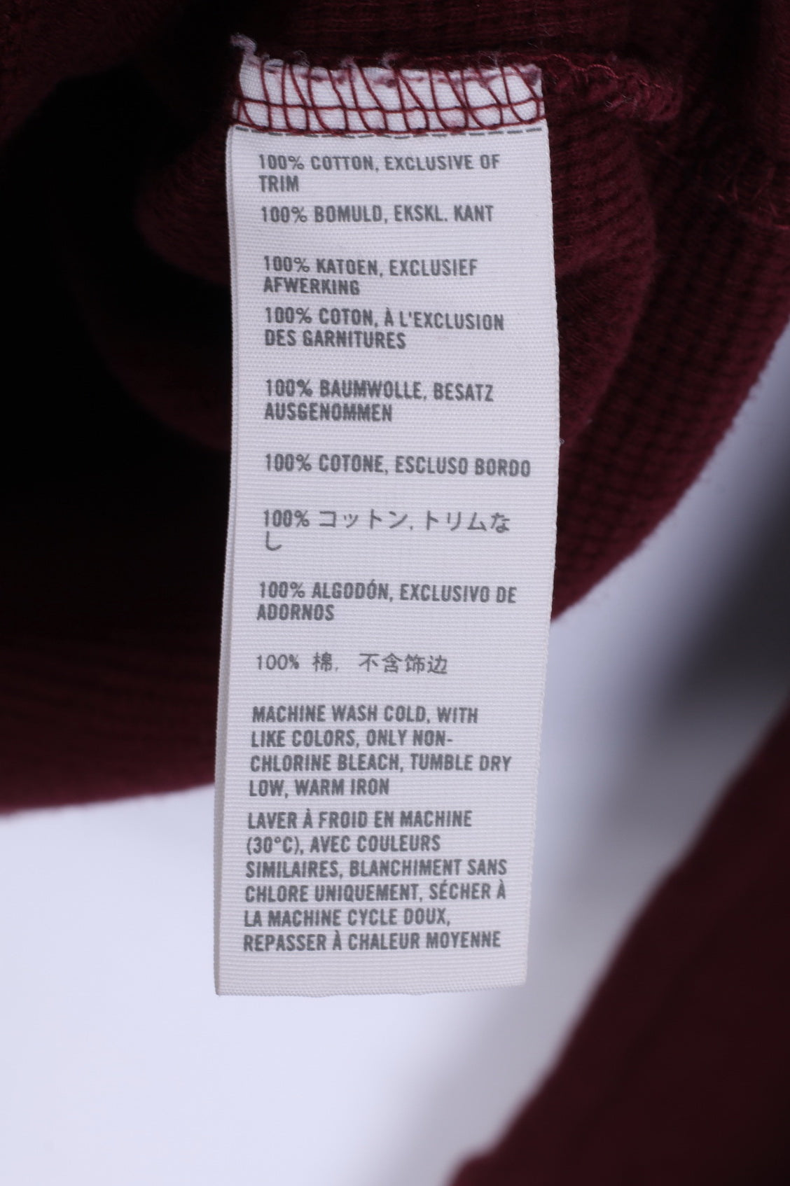 Camicia Hollister da uomo a maniche lunghe M in cotone bordeaux girocollo elasticizzato