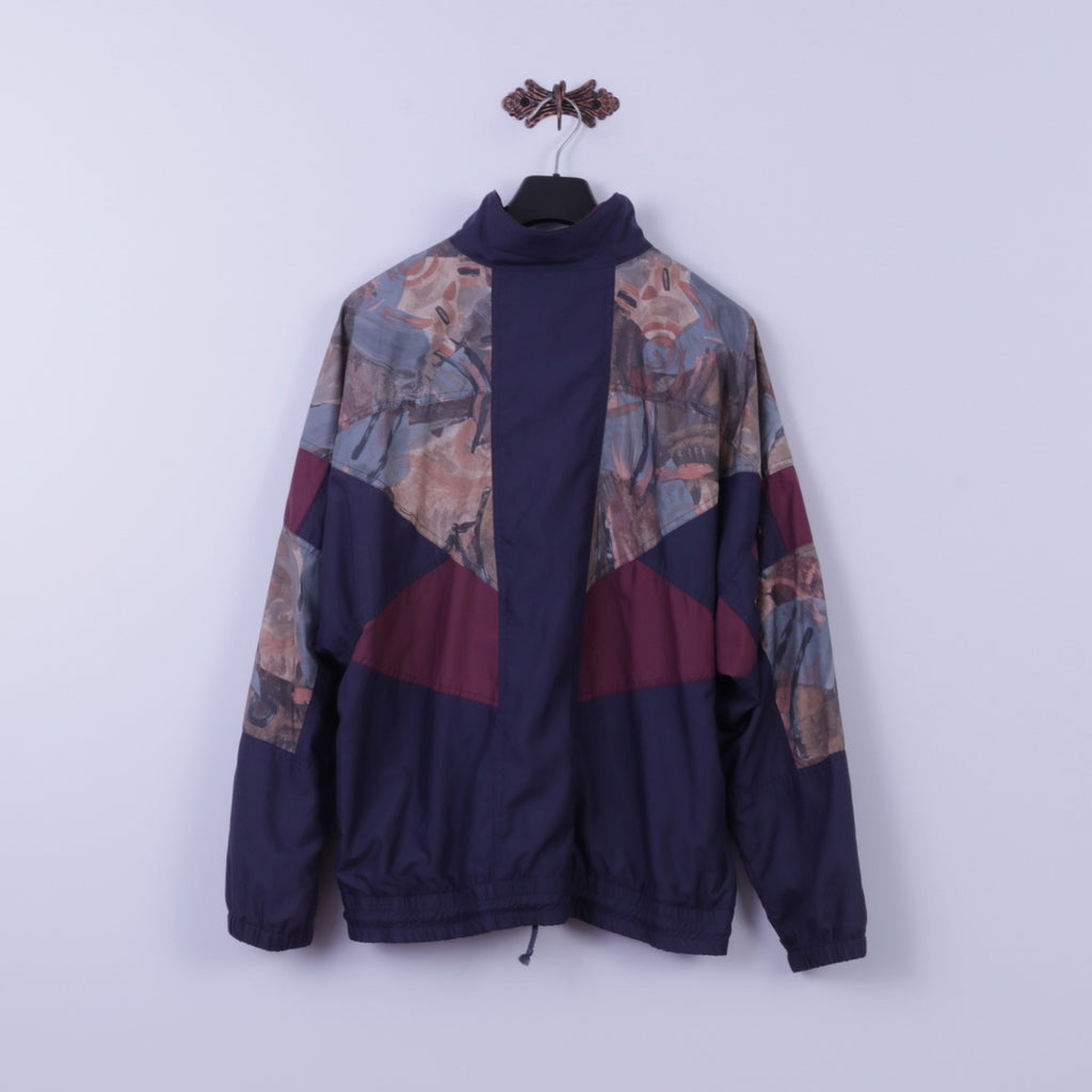 Authentic Klein Sportswear Mens 54 XL Jacket Retro Navy Abstract Bomber Zip Up Festival Top