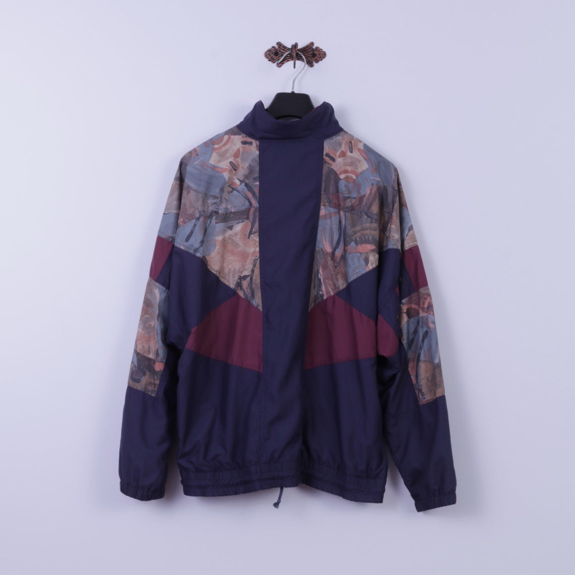 Authentic Klein Sportswear Mens 54 XL Jacket Retro Navy Abstract Bomber Zip Up Festival Top