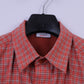 Etirel Mens L Casual Shirt Orange Check Cotton Two Pockets Outdoor Short Sleeve