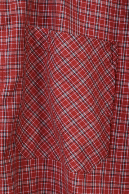 Camicia casual da uomo Etirel L, manica corta da esterno in cotone a quadri arancione con due tasche