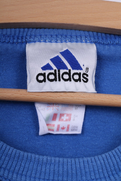 T-shirt Adidas da uomo 40/42 M grafica blu girocollo in cotone vintage 