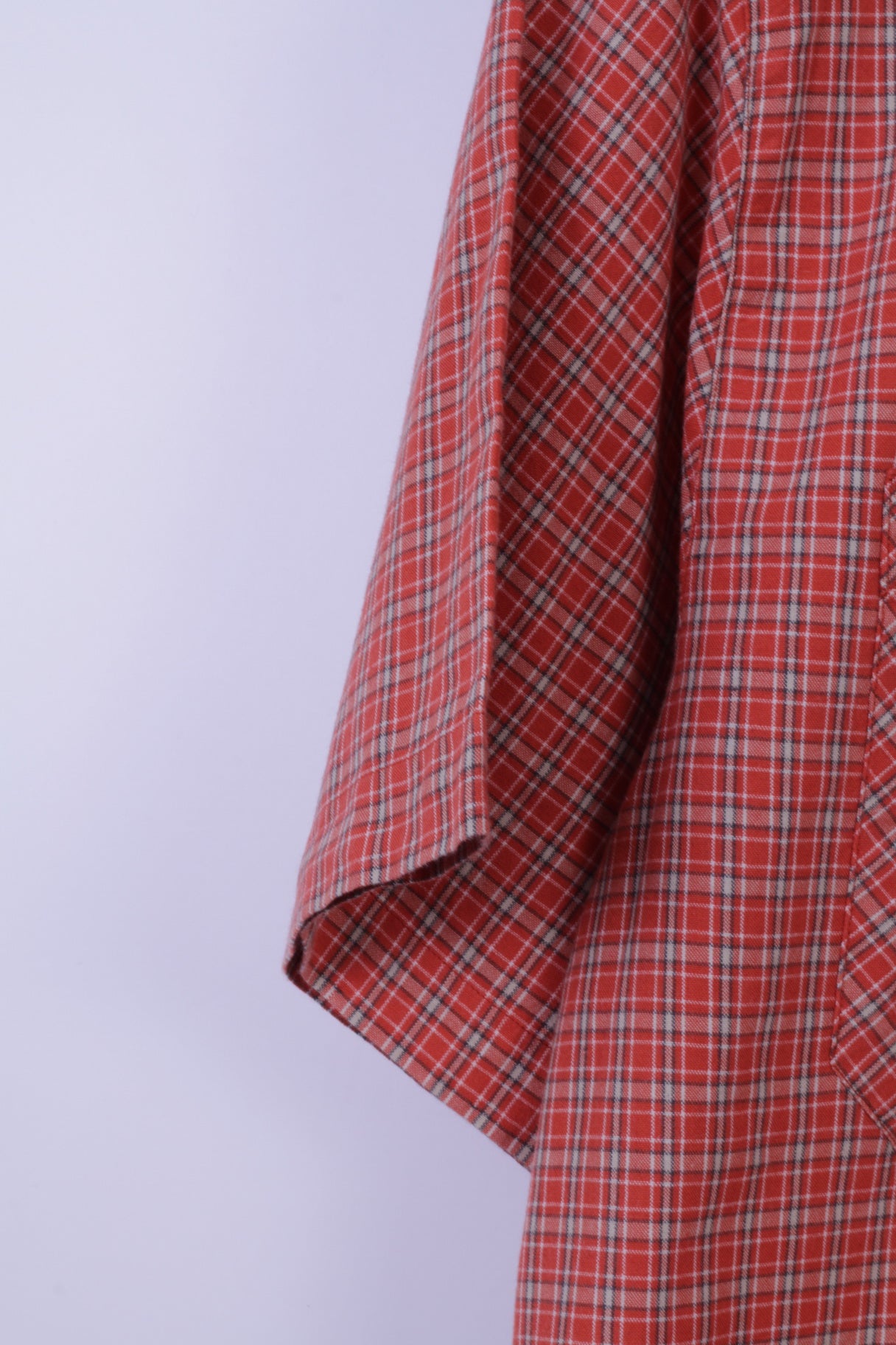 Etirel Chemise décontractée pour homme en coton à carreaux orange avec deux poches et manches courtes pour l'extérieur