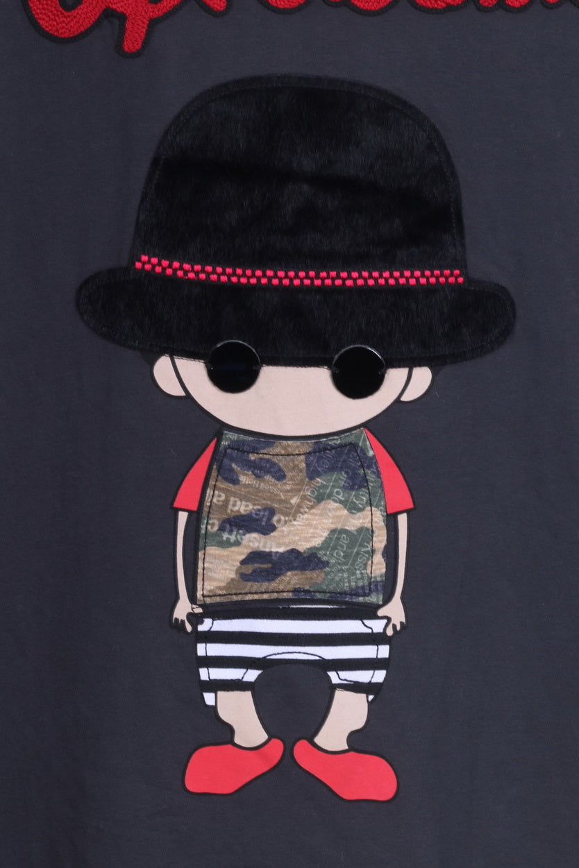 Cipo &amp; Baxx Chemise à Manches Longues L Homme Coton Gris Graphique Brodé Guy