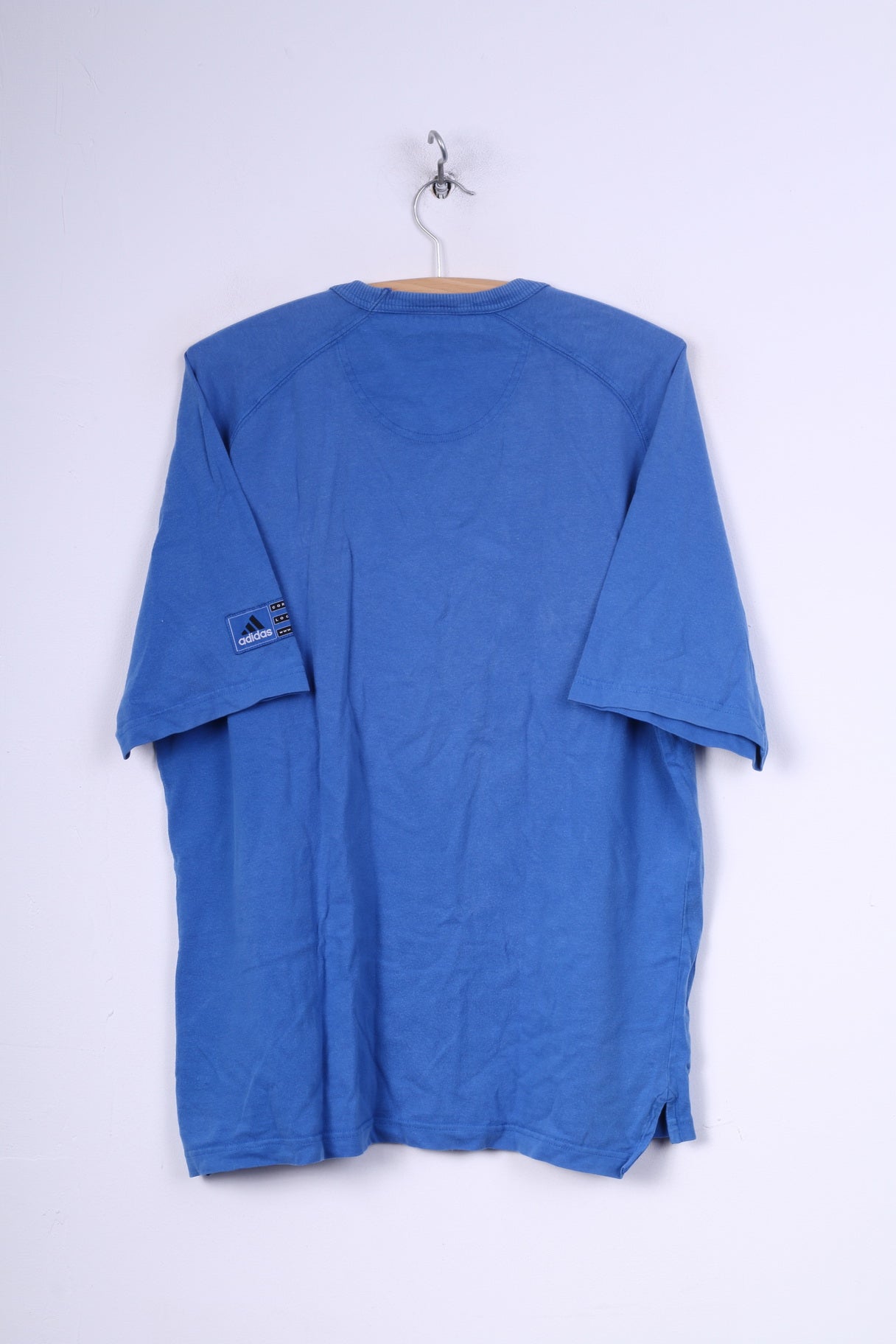 Adidas Mens 40/42 M T-Shirt Graphic Blue Crew Neck Cotton Vintage