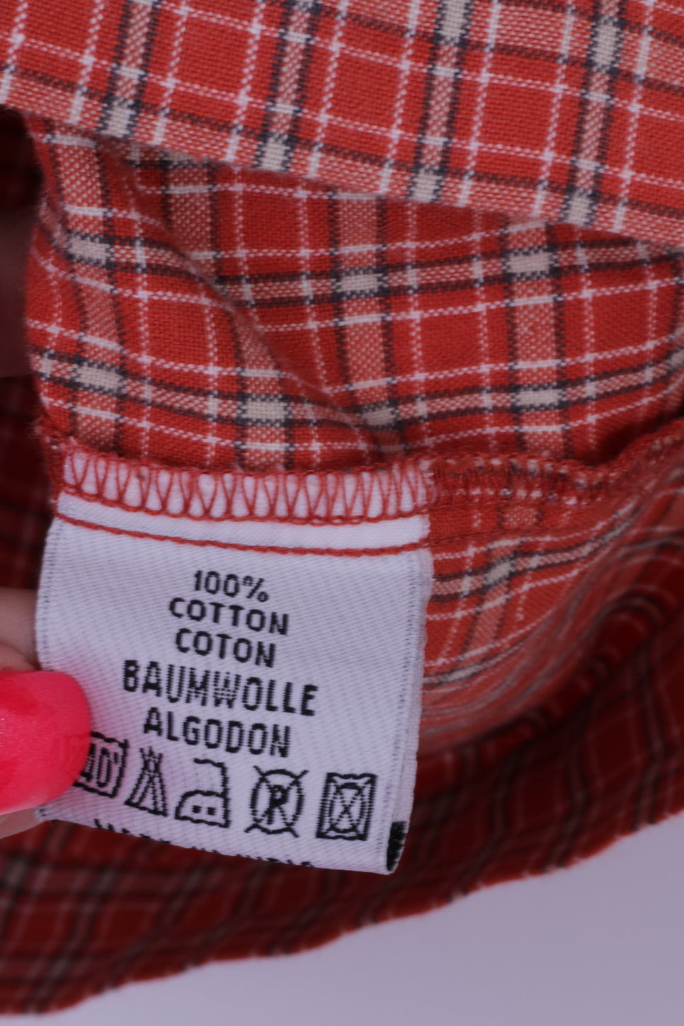 Etirel Chemise décontractée pour homme en coton à carreaux orange avec deux poches et manches courtes pour l'extérieur