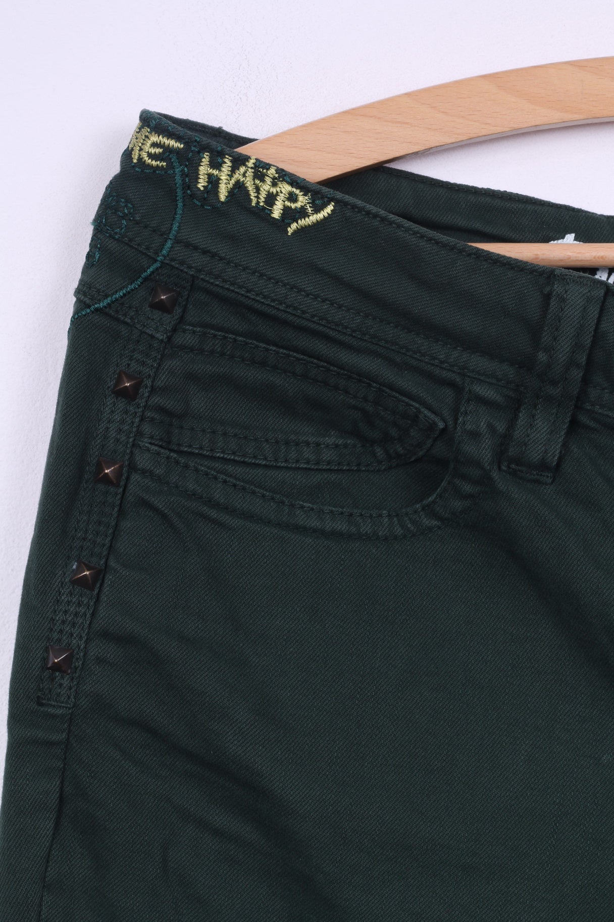 Desigual Rainbow Donna 30 Pantaloni Verde Slim Fit Cotone Il divertimento