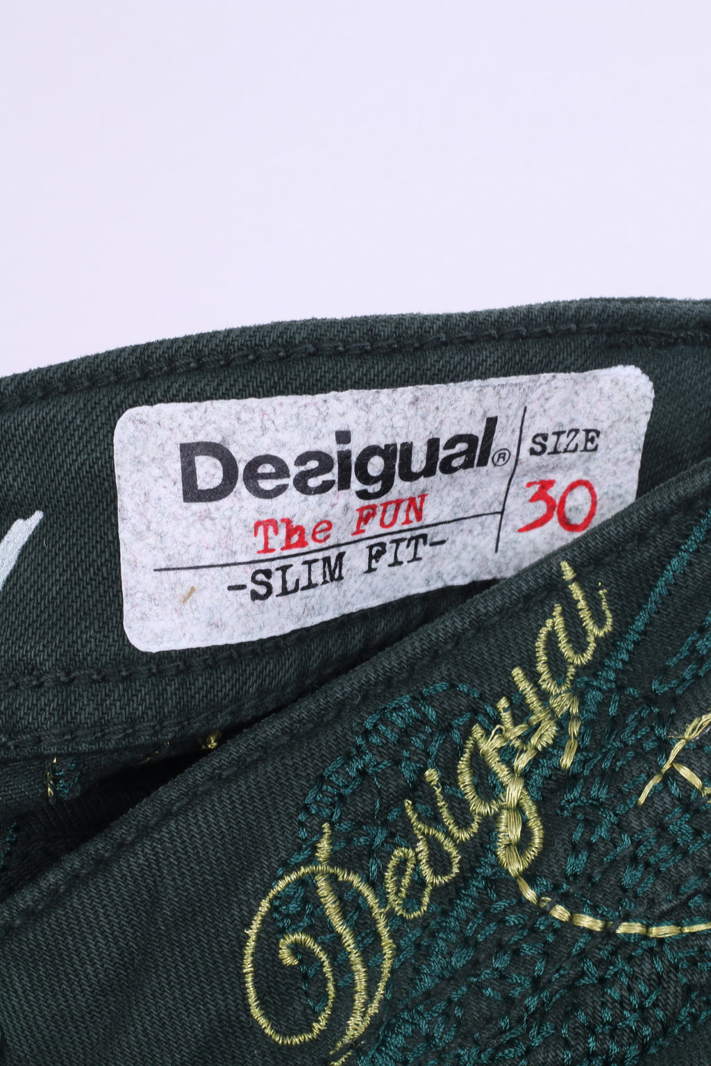 Desigual Rainbow Donna 30 Pantaloni Verde Slim Fit Cotone Il divertimento