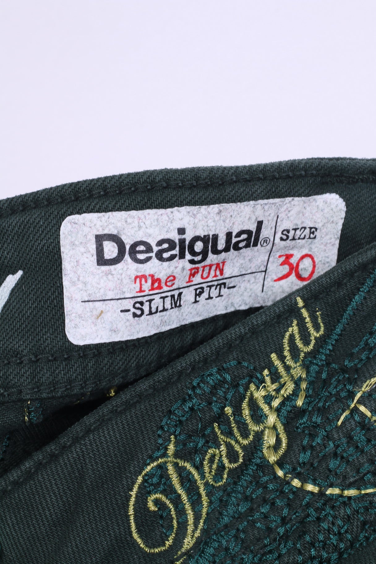 Desigual Rainbow Donna 30 Pantaloni Verde Slim Fit Cotone Il divertimento