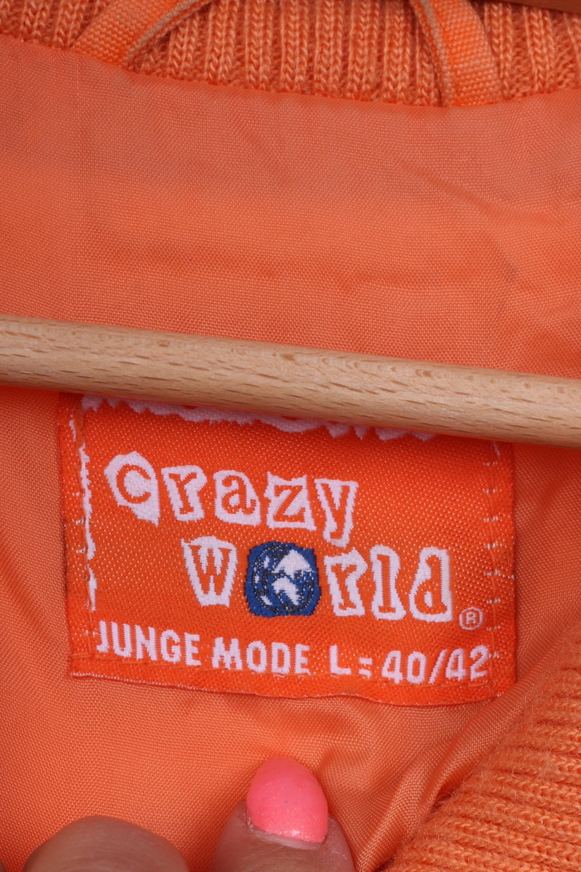 Crazy World Womens L 40/42 Jacket Lightweight Full Zipper Jungle Mode Cotton 2 Pocket Top