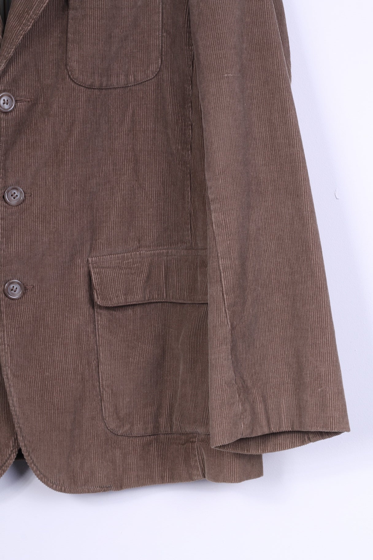 Le Shark Veste XL pour homme en velours côtelé marron avec épaulettes en coton simple boutonnage