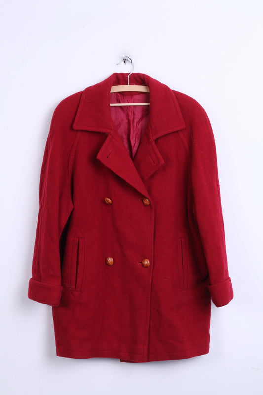 ESSENTIALS Womens 16 XL Jacket Coat Wool Double Breasted Red - RetrospectClothes