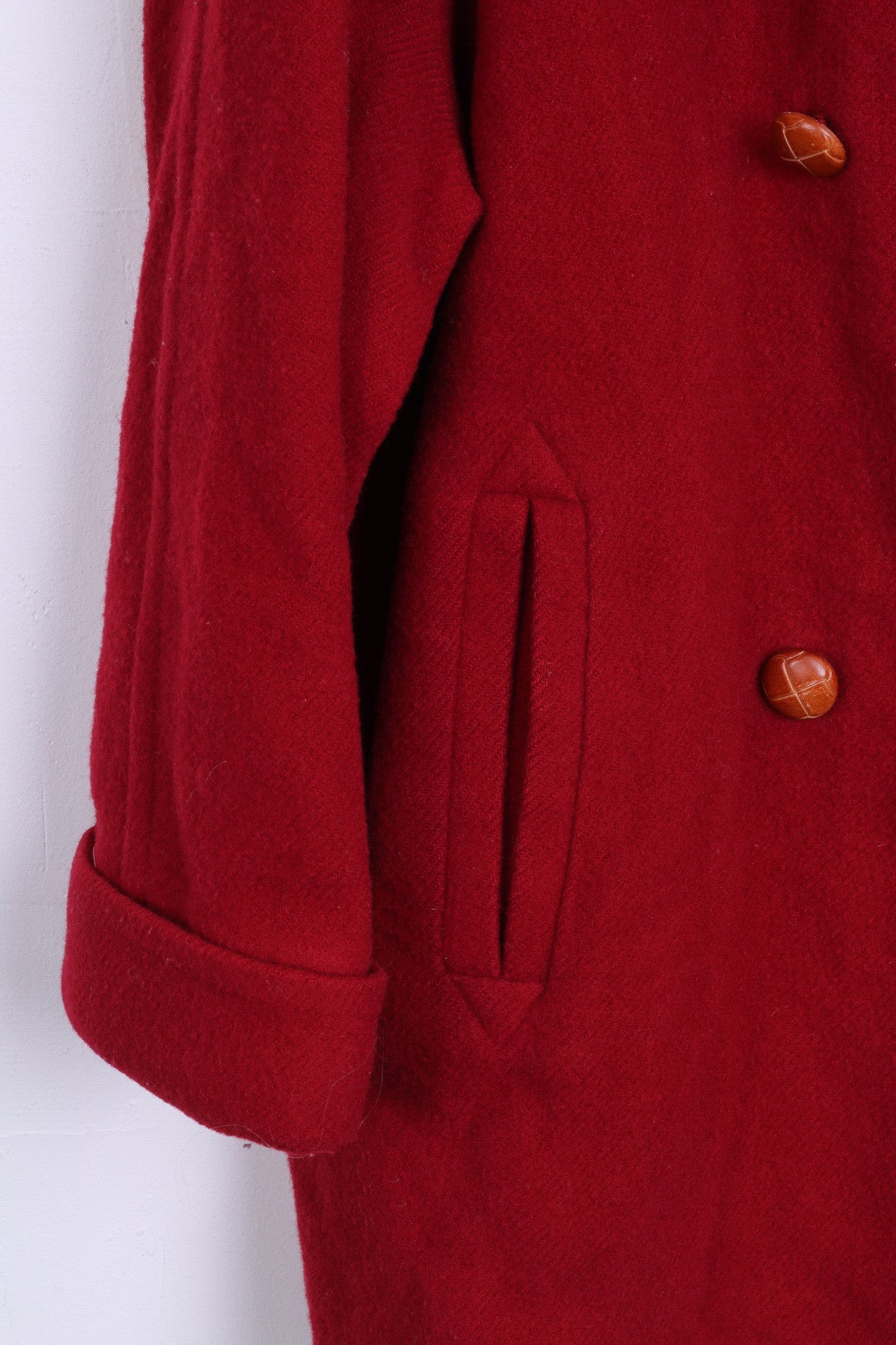 ESSENTIALS Womens 16 XL Jacket Coat Wool Double Breasted Red - RetrospectClothes