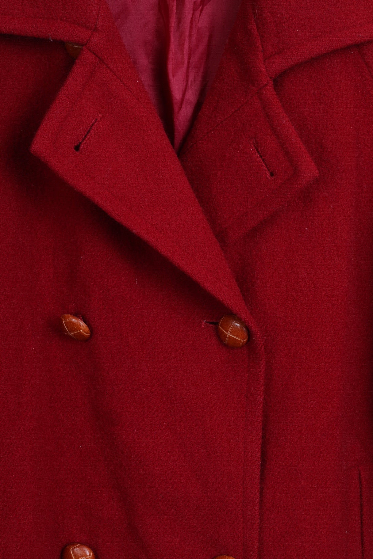 ESSENTIALS Womens 16 XL Jacket Coat Wool Double Breasted Red - RetrospectClothes