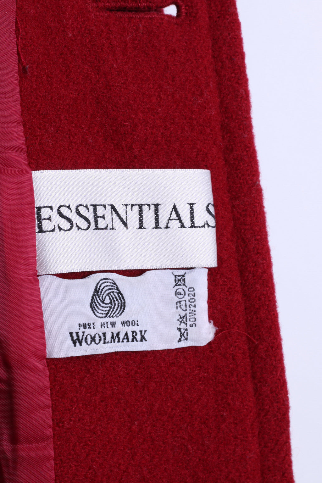 ESSENTIALS Womens 16 XL Jacket Coat Wool Double Breasted Red - RetrospectClothes