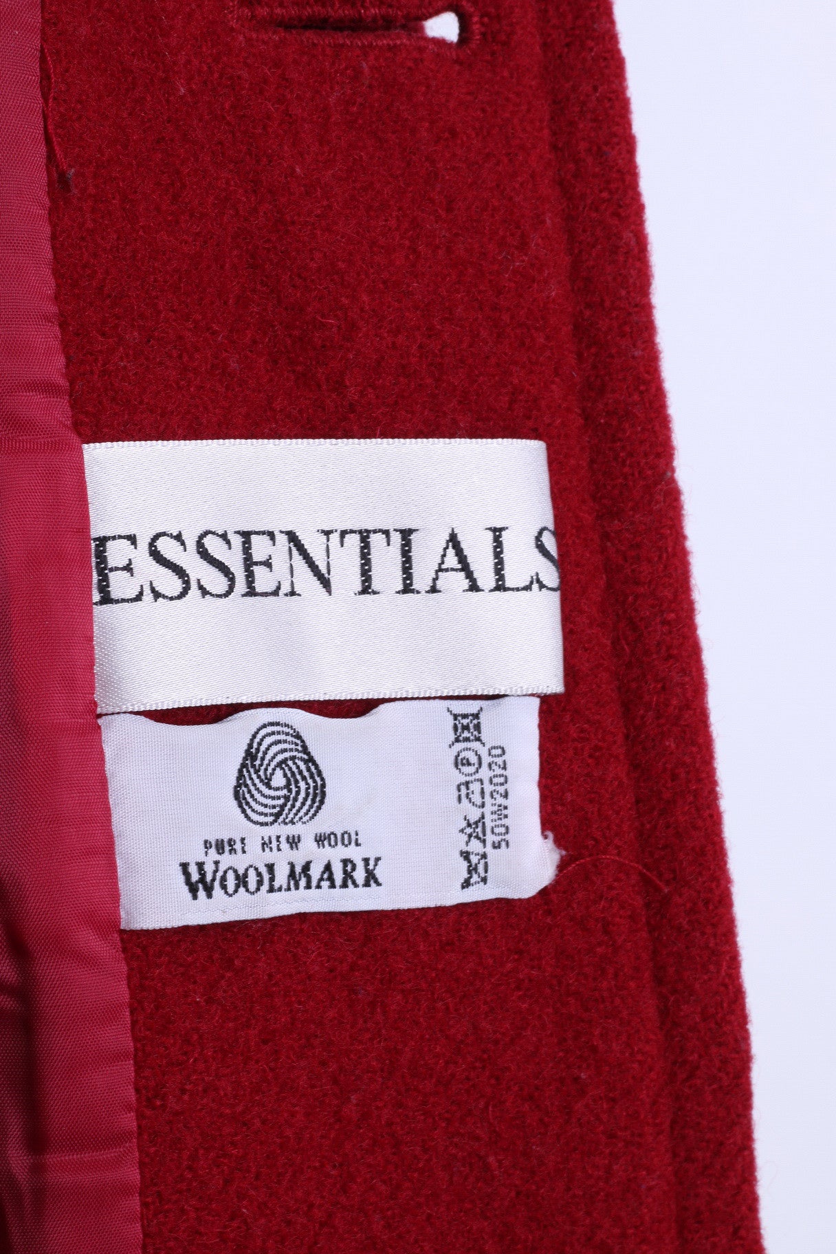 ESSENTIALS Womens 16 XL Jacket Coat Wool Double Breasted Red - RetrospectClothes