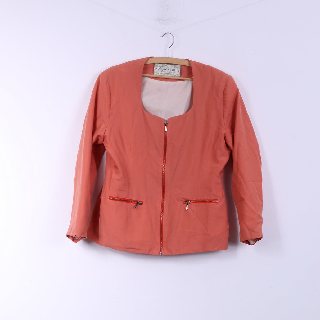 Cacadou A Reflection OF You Womens 40 L Blazer Peach Full Zipper Wool Jacket Top