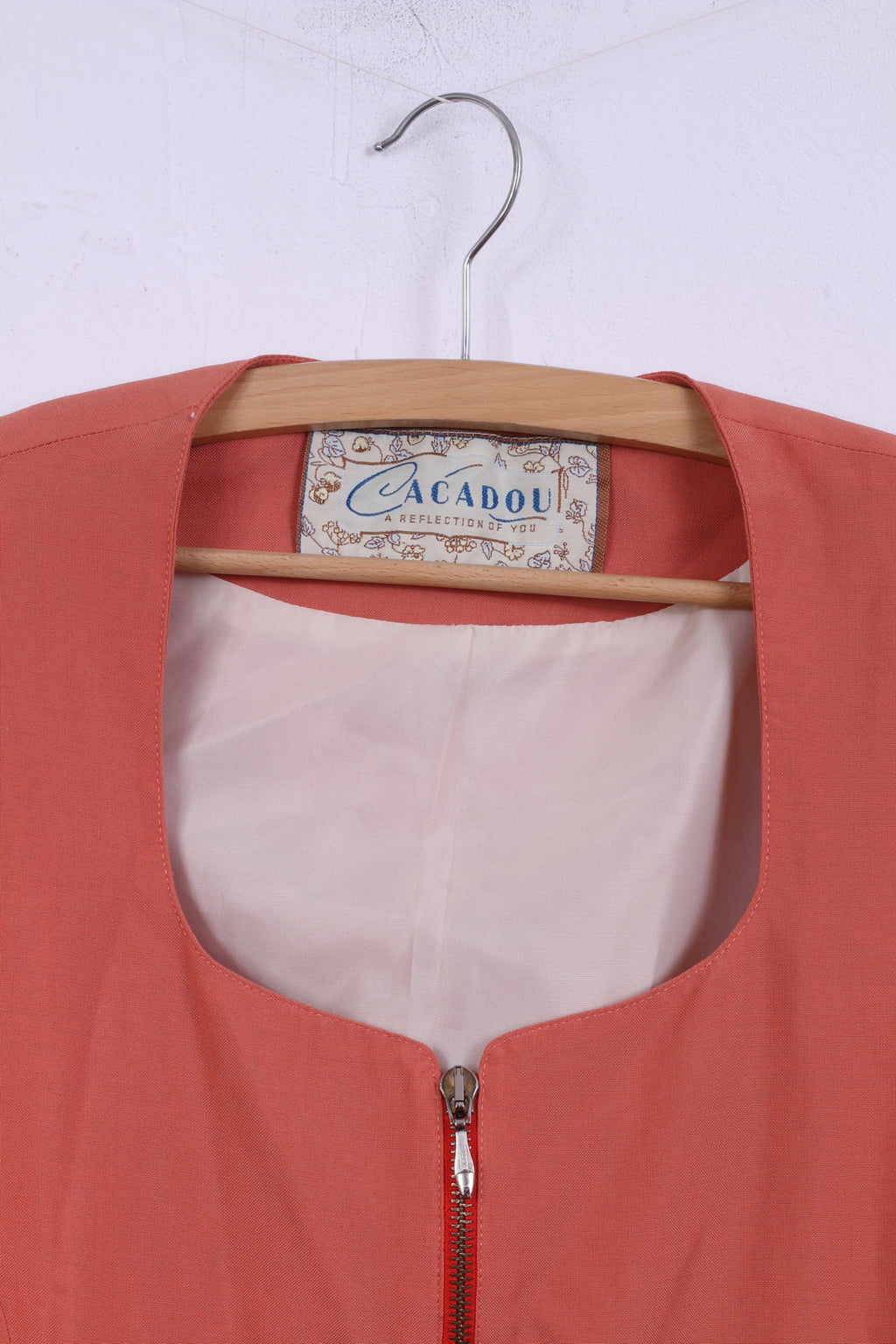 Cacadou A Reflection OF You Womens 40 L Blazer Peach Full Zipper Wool Jacket Top