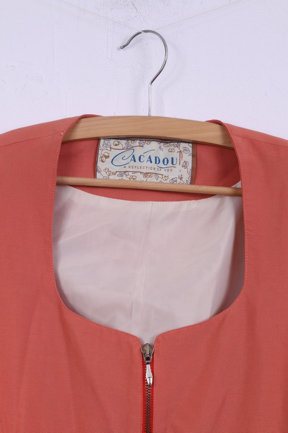 Cacadou A Reflection OF You Womens 40 L Blazer Peach Full Zipper Wool Jacket Top