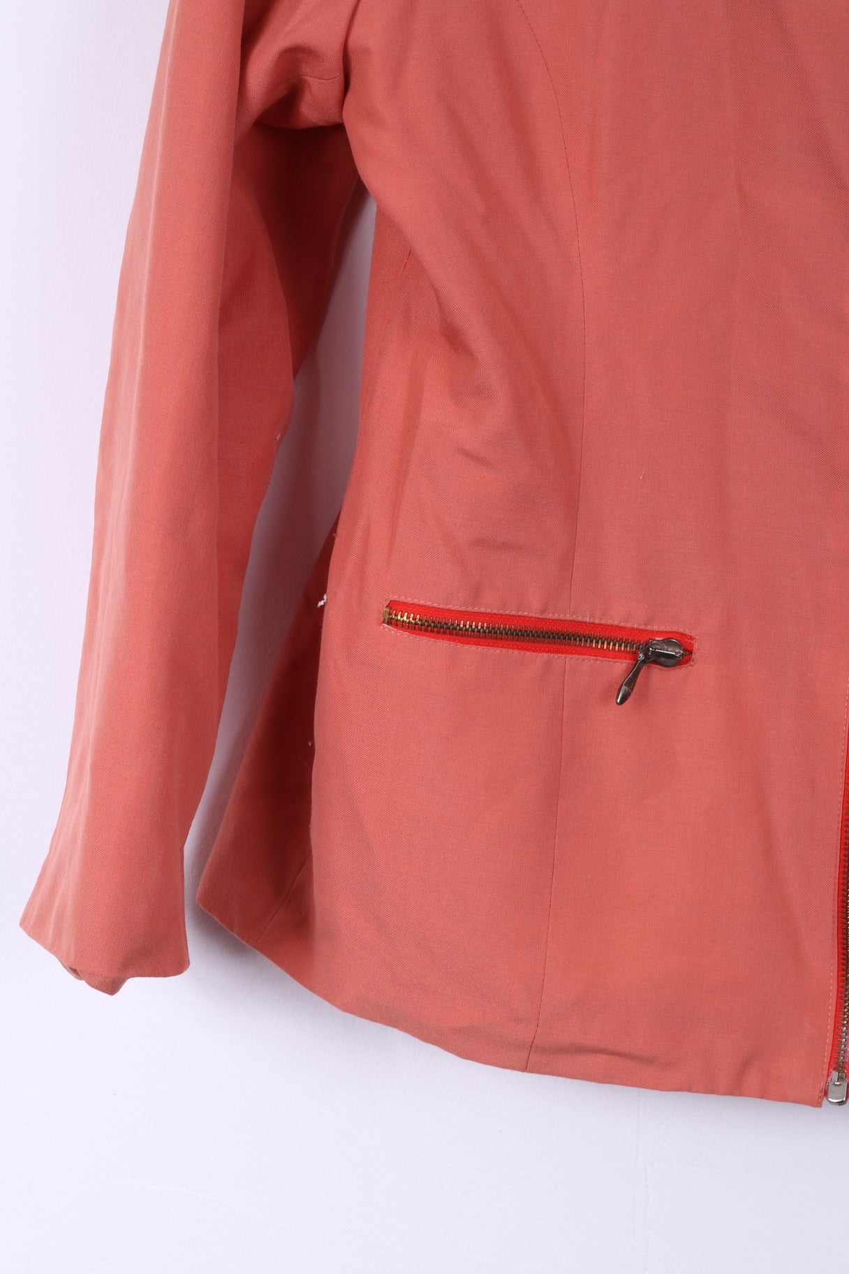 Cacadou A Reflection OF You Womens 40 L Blazer Peach Full Zipper Wool Jacket Top