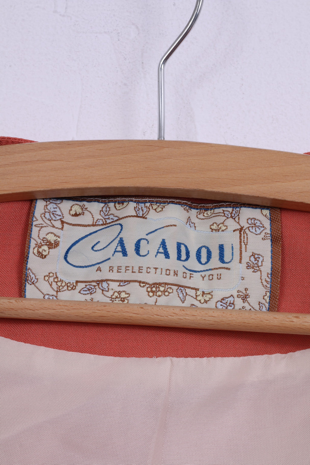 Cacadou A Reflection OF You Womens 40 L Blazer Peach Full Zipper Wool Jacket Top