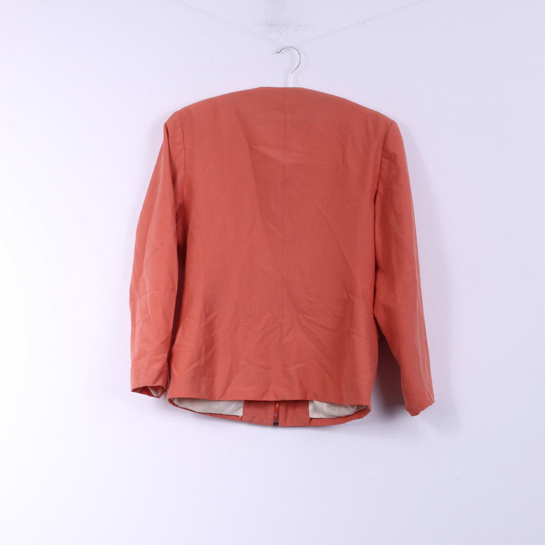 Cacadou A Reflection OF You Womens 40 L Blazer Peach Full Zipper Wool Jacket Top