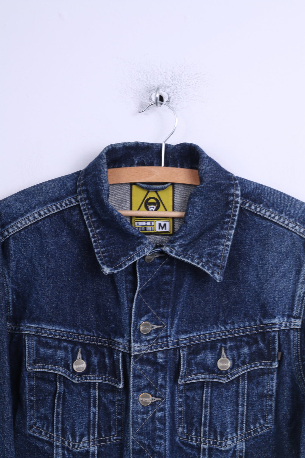 SMOG Womens M Denim Jacket Dark Blue Jeans Cotton Fitted