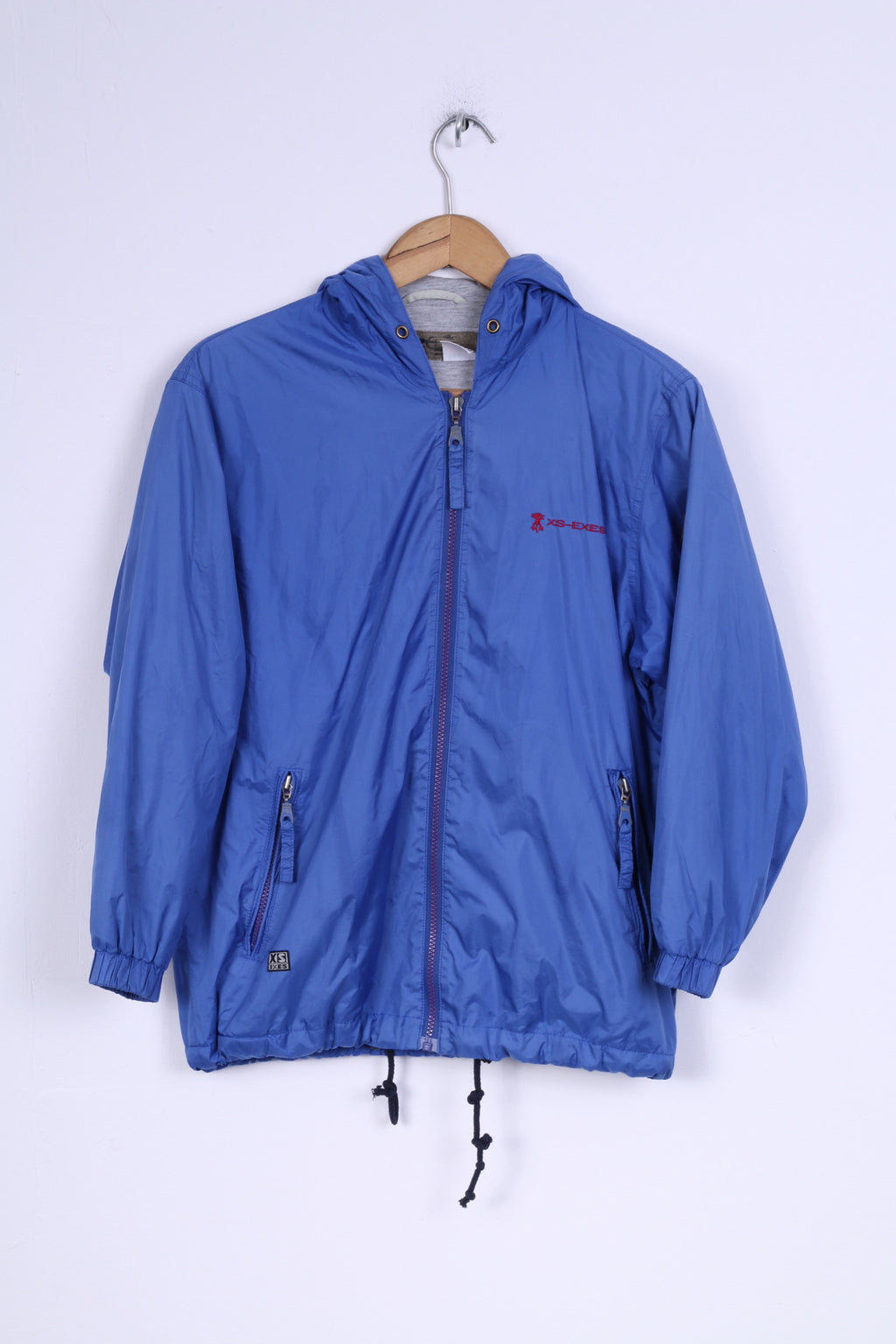 XS-EXES Giacca da pista da ragazzo 12/152 Cappuccio sportivo impermeabile in nylon blu