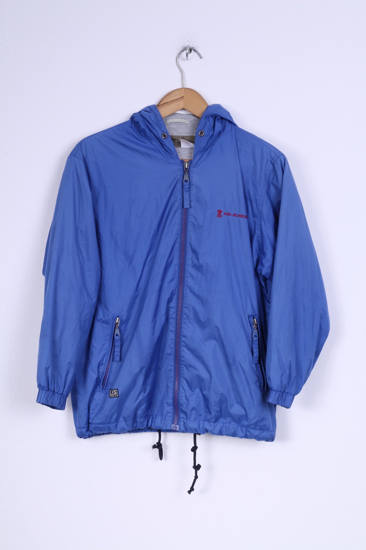 XS-EXES Giacca da pista da ragazzo 12/152 Cappuccio sportivo impermeabile in nylon blu