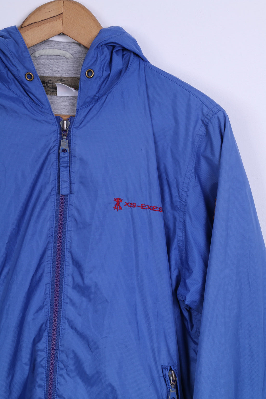 XS-EXES Giacca da pista da ragazzo 12/152 Cappuccio sportivo impermeabile in nylon blu