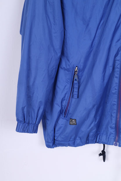 XS-EXES Boys 12 /152 Track Top Jacket Blue Nylon Waterproof Sport Hood