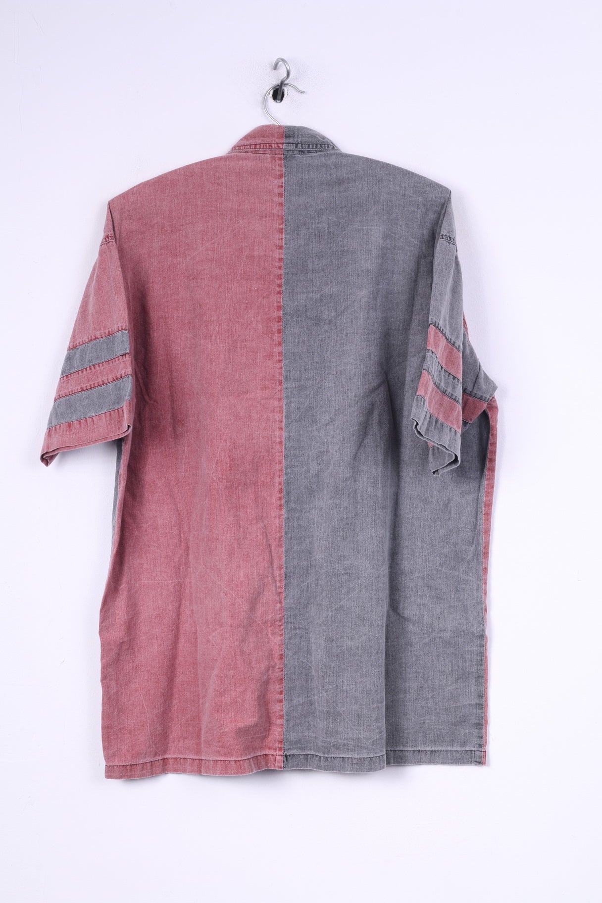 Ariozona Jeans Mens L Casual Shirt Grey Red Short Sleeve Cotton American Style