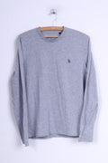Penguin Mens S Long Sleeved Shirt Cotton Grey Crew Neck
