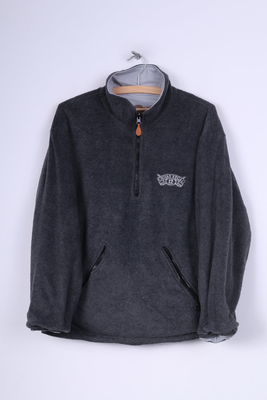 Chiavas Regal 12 Veste S réversible pour homme Gris Col zippé Polaire Poches extérieures 