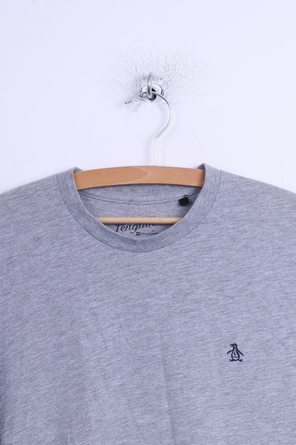 Camicia da uomo a maniche lunghe Penguin S in cotone grigio girocollo