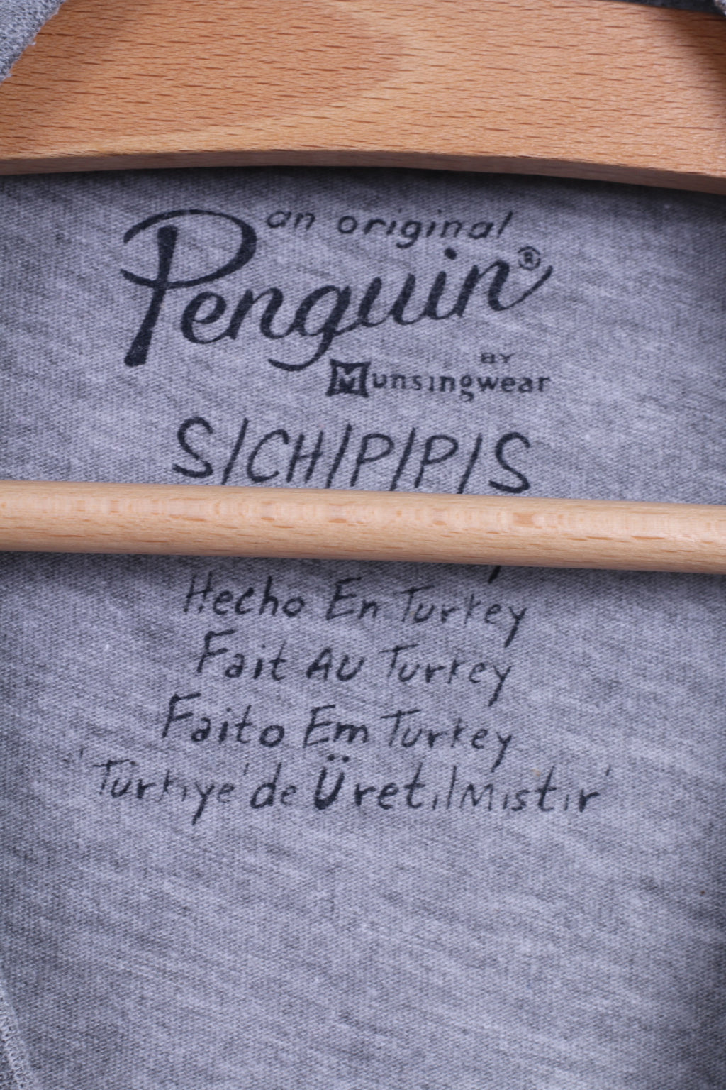 Camicia da uomo a maniche lunghe Penguin S in cotone grigio girocollo