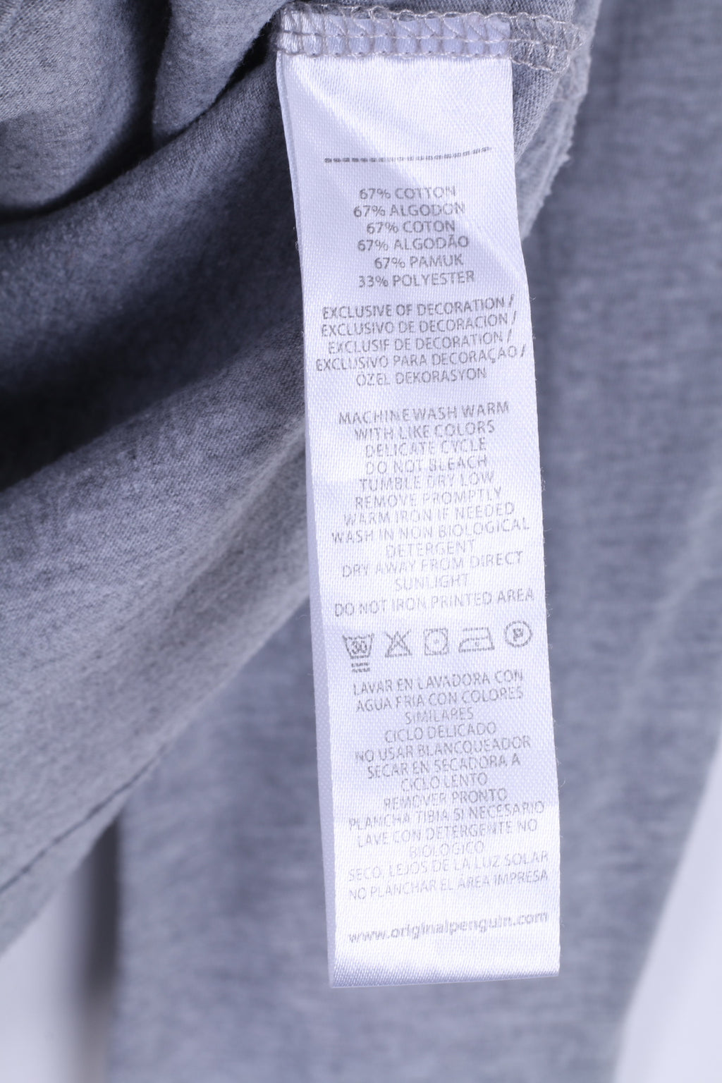 Camicia da uomo a maniche lunghe Penguin S in cotone grigio girocollo