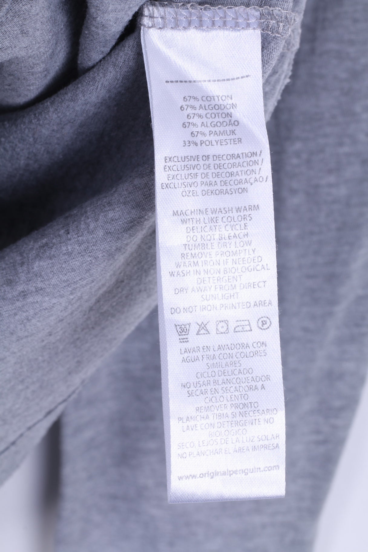 Penguin Mens S Long Sleeved Shirt Cotton Grey Crew Neck