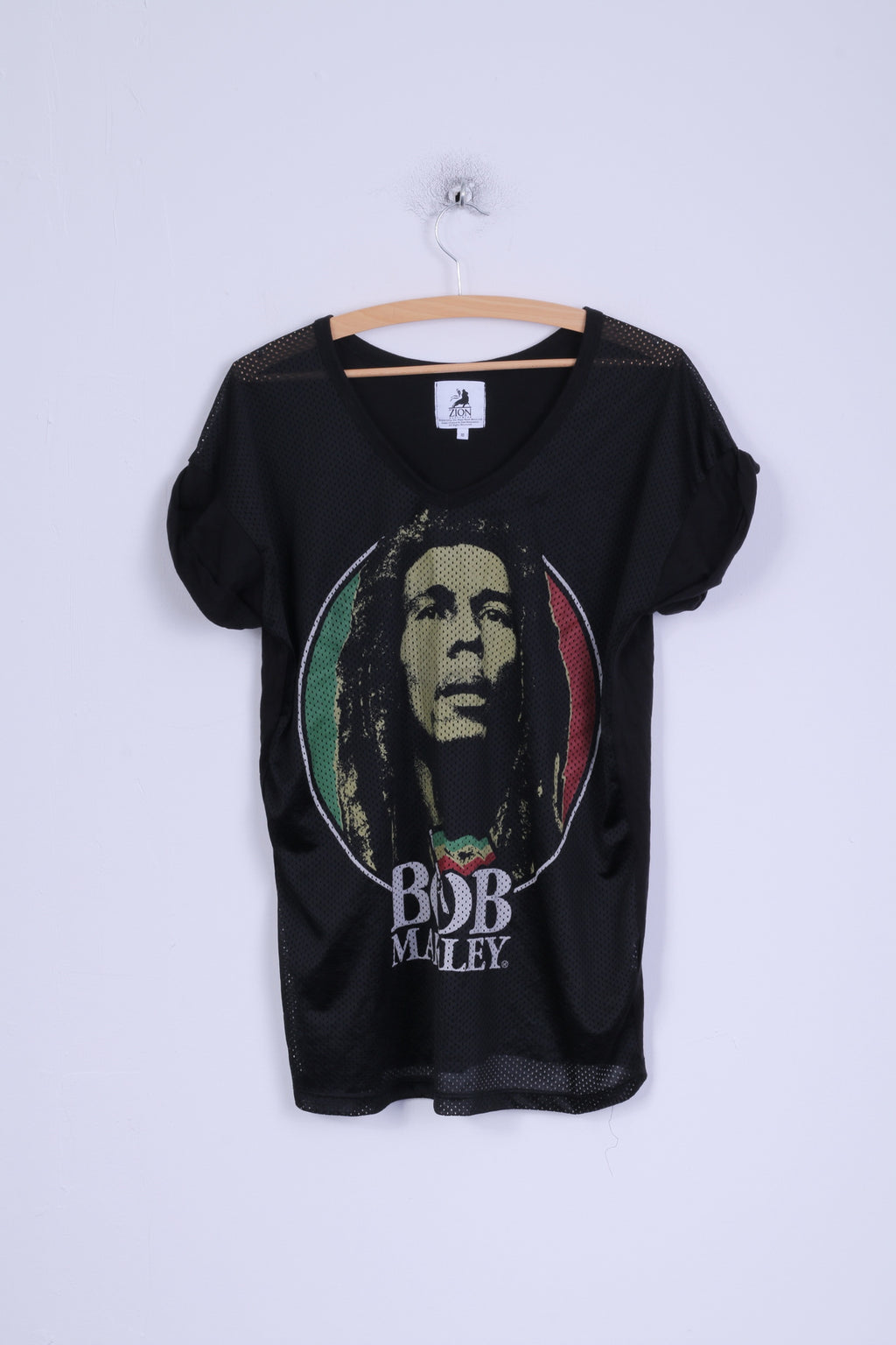 Zion Rootswear Atmosphere Chemise 10 M pour femme Noir Bob Marley en maille col en V