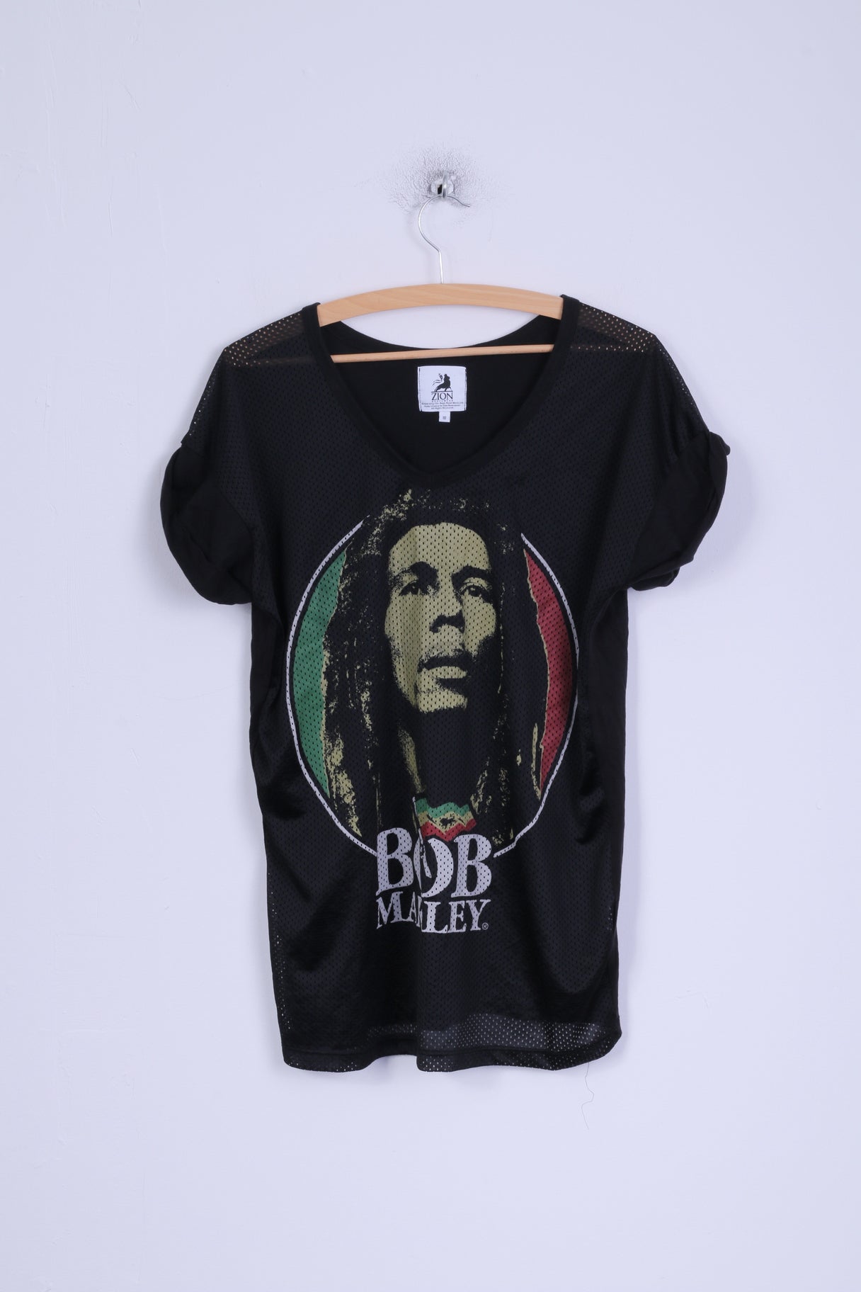 Zion Rootswear Atmosphere Chemise 10 M pour femme Noir Bob Marley en maille col en V