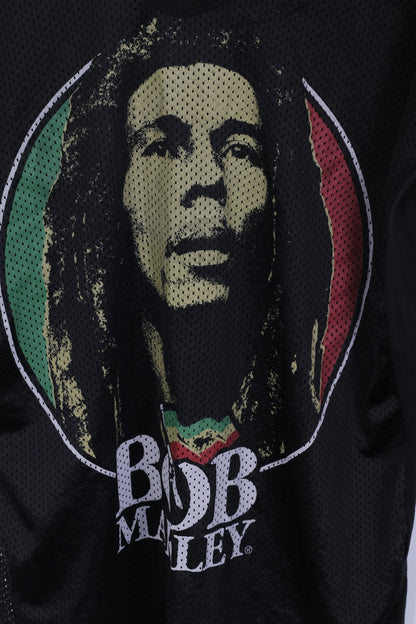 Camicia Zion Rootswear Atmosphere da donna 10 M, scollo a V in rete nera Bob Marley