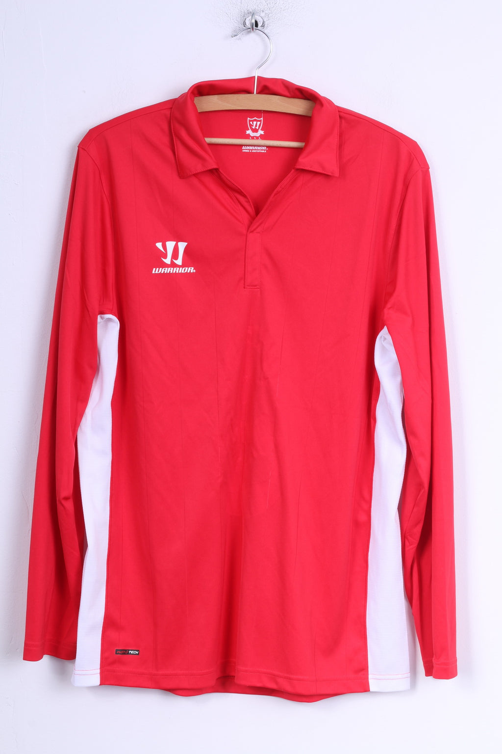 Warrior Mens XL Polo Shirt Red White Unleash Hell Long Sleeve Jersey