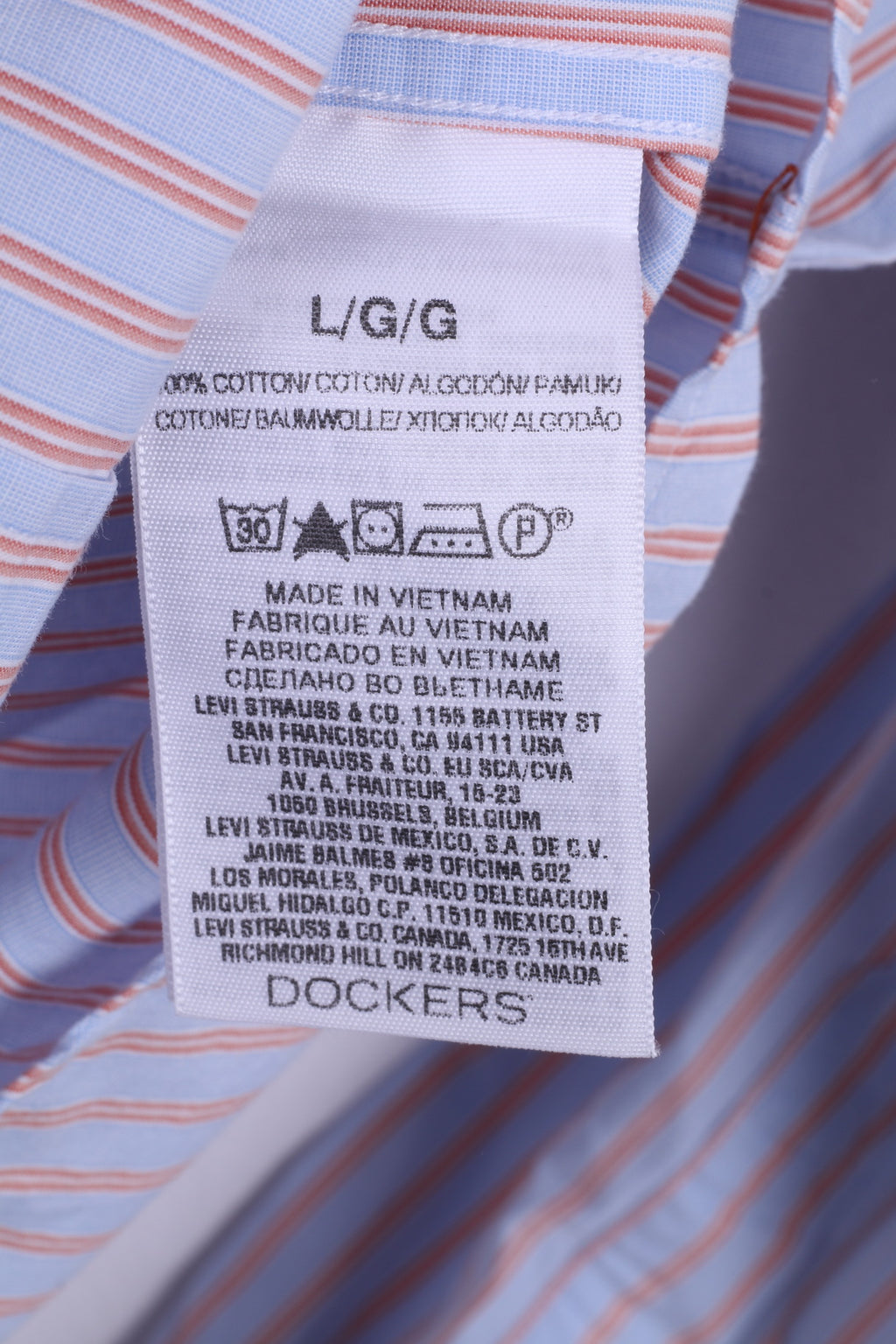 Dockers Mens L Casual Shirt Long Sleeve Blue Striped Modern Classic