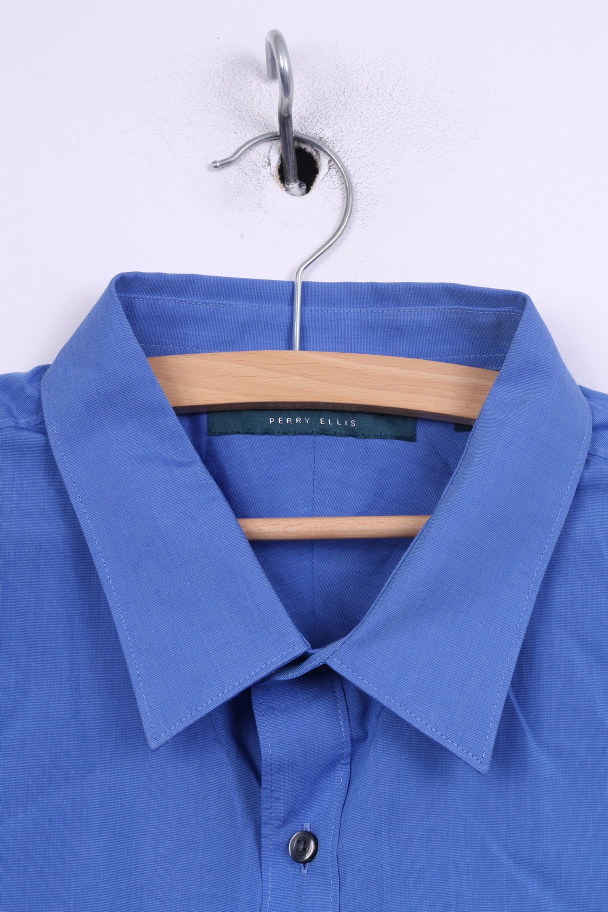 Perry Ellis Mens 2XL Casual Shirt Blue Cotton Long Sleeve