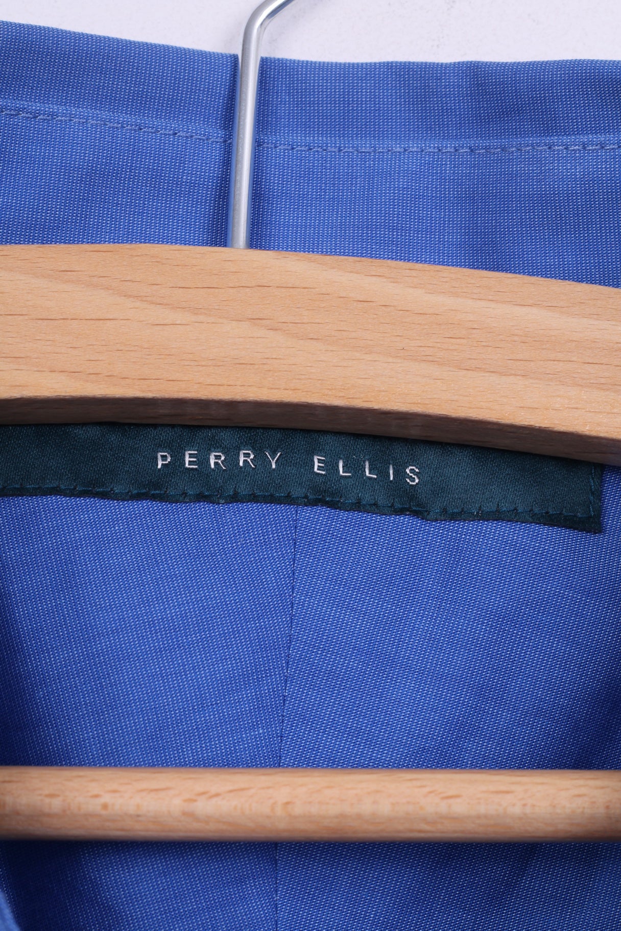 Perry Ellis Mens 2XL Casual Shirt Blue Cotton Long Sleeve